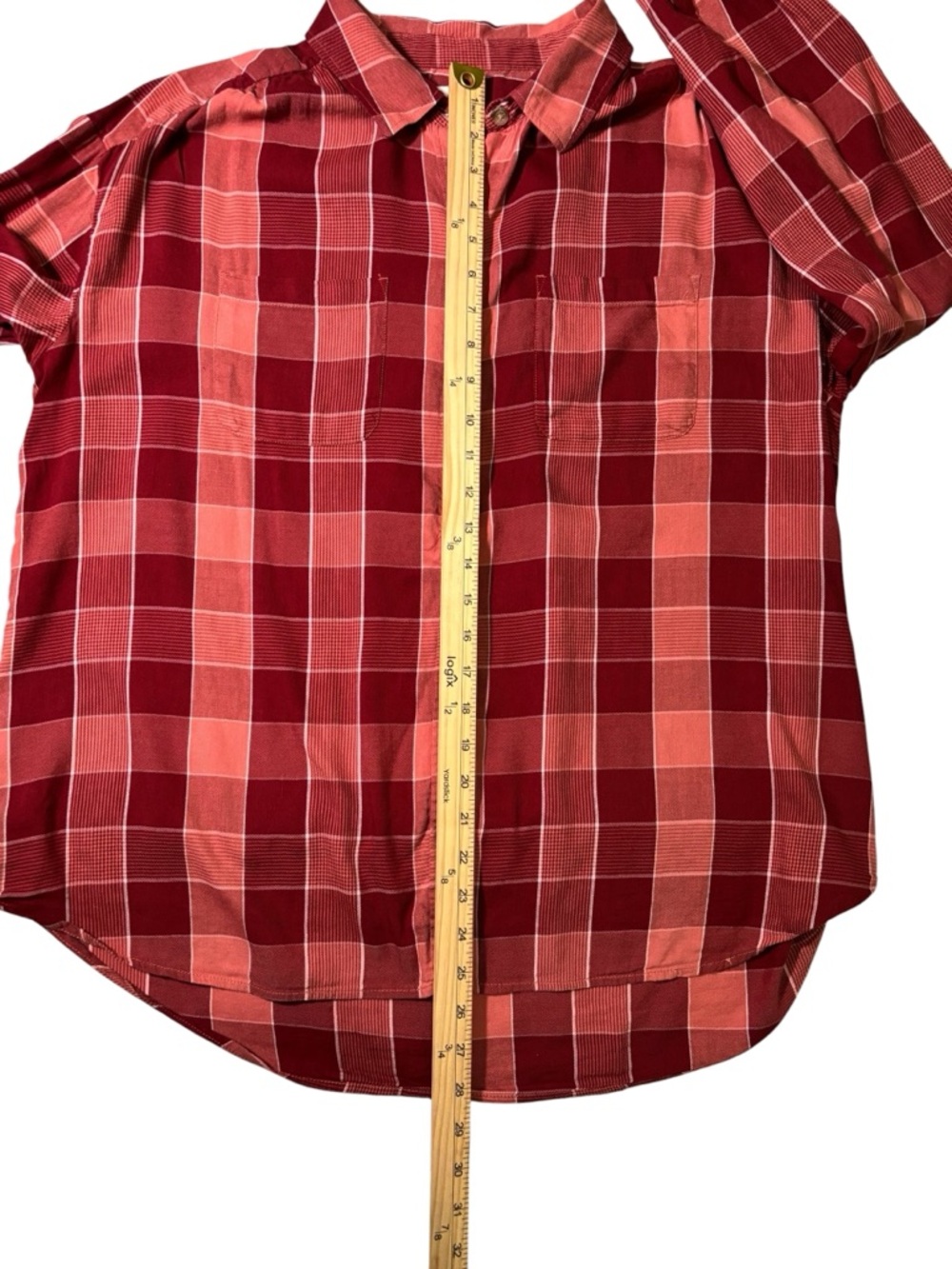 Wonderly Plaid Button Down Shirt Red Orange Long Sleeve Top Size Large - Picture 12 of 13